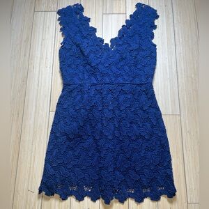 Lilly Pulitzer Womens Reeve Navy Lace Cocktail Party Dress 0 Sleeveless Evening